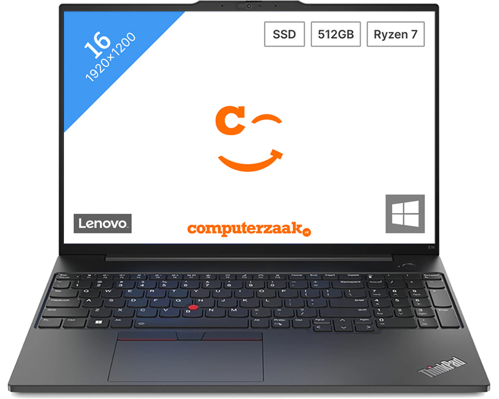 Lenovo Lenovo ThinkPad E16 Gen 1 16 WUXGA AMD R7 7730U/16GB/512GB/AMD Radeon/WIN11 Pro/ENG Backlit kbd/Black/FP/2Y Warranty