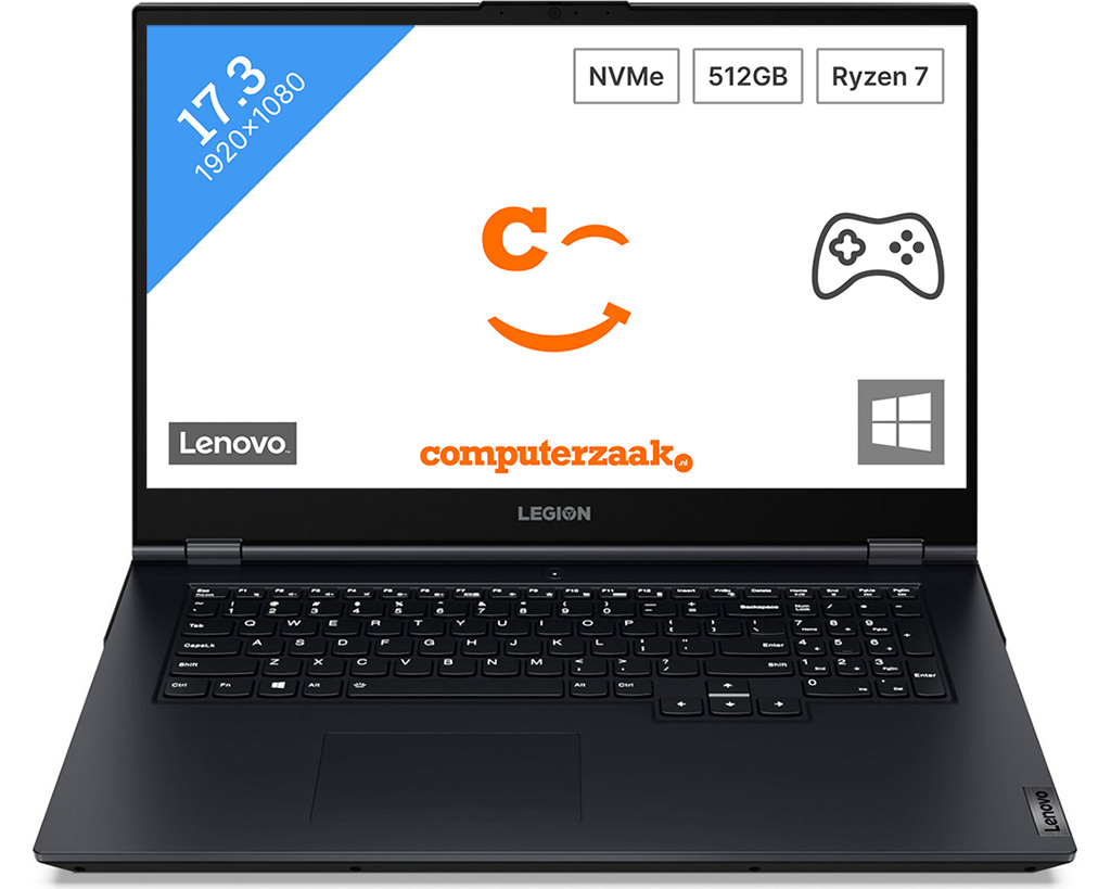 Lenovo Legion 5 Notebook 43,9 cm (17.3") Full HD AMD Ryzen™ 7 16 GB DDR4-SDRAM 512 GB SSD NVIDIA GeForce RTX 3060 Wi-Fi 6 (802.11ax) Windows 11 Home Zwart, Blauw