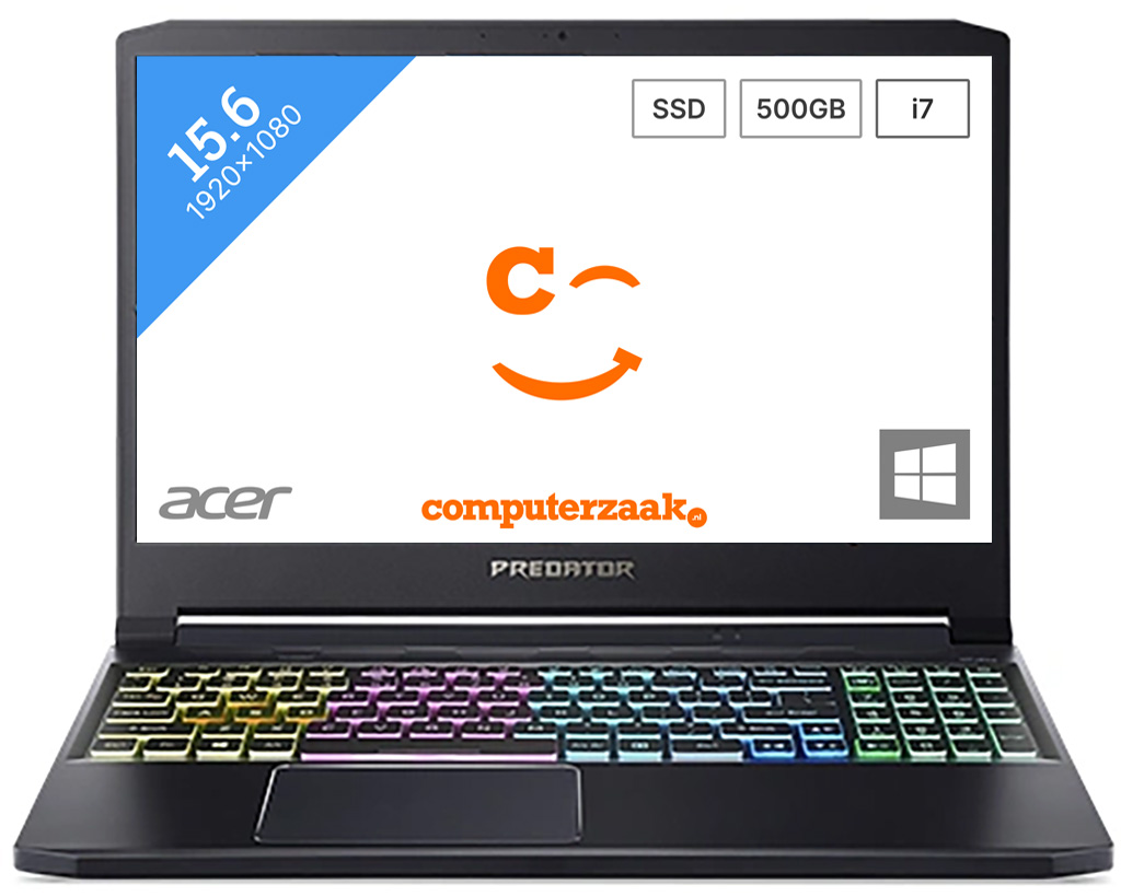 Acer Predator PT315-52-763N Notebook 39,6 cm (15.6") 1920 x 1080 Pixels Intel® 10de generatie Core™ i7 32 GB DDR4-SDRAM 512 GB SSD NVIDIA® GeForce RTX™ 2070 Wi-Fi 6 (802.11ax) Windows 10 Home