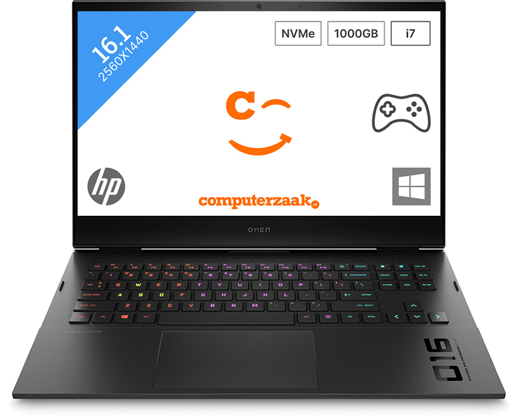 OMEN by HP Laptop 16-b1000nd i7-12700H Notebook 40,9 cm (16.1") Quad HD Intel® Core™ i7 32 GB DDR5-SDRAM 1000 GB SSD NVIDIA GeForce RTX 3070 Ti Wi-Fi 6 (802.11ax) Windows 11 Home Z
