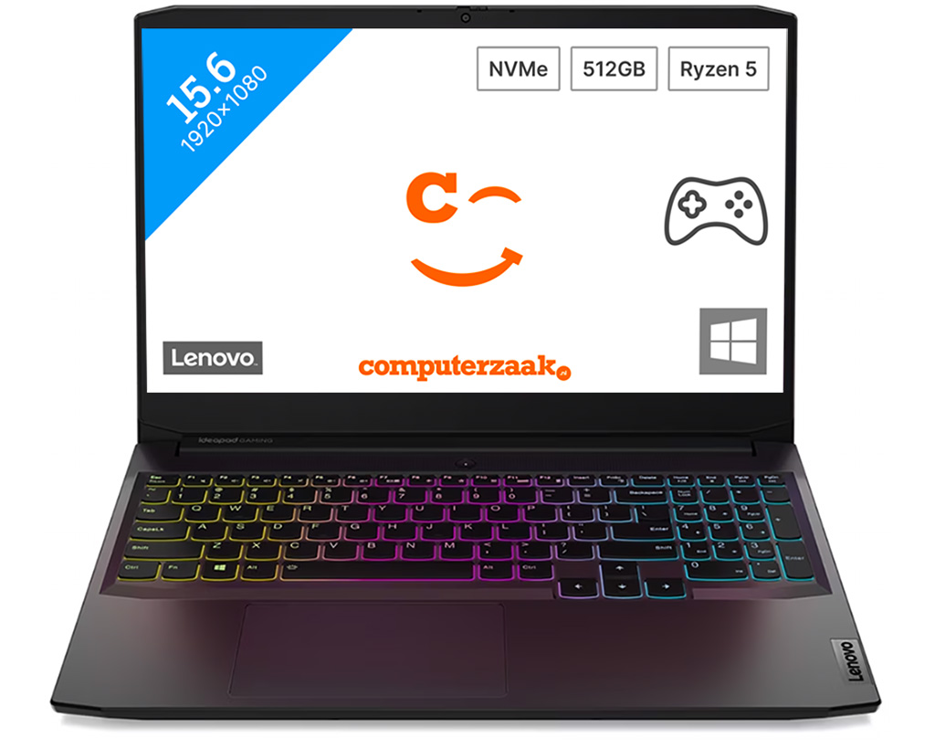 Lenovo IdeaPad Gaming 3 Laptop 39.6 cm (15.6 ) Full HD AMD Ryzen™ 5 5500H 16 GB DDR4-SDRAM 512 GB SSD NVIDIA GeForce RTX 2050 Wi-Fi 5 (802.11ac) Black