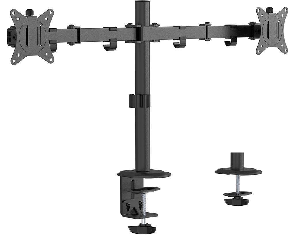 Dubbele monitorarm voor bureau-montage, 17”-32”