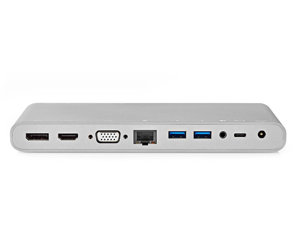 USB-Adapter | USB 3.2 Gen 1 | USB-C™ Male | DisplayPort Female / HDMI™ Female / RJ45 Female / VGA Female 15p / 2x 3,5 mm Female / 2x USB-C™ / 4x USB-A | 0.20 m | Rond | Vernikkeld